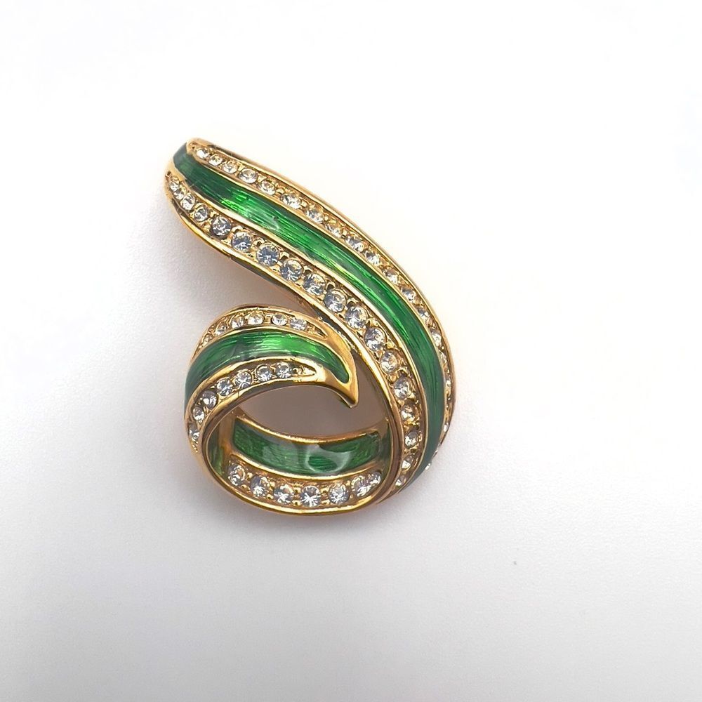 Vintage Premier Designs Green and Gold Crystal pendant